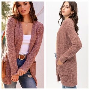 Altar’d State Wubby Knit Open Cardigan Mauve size Small